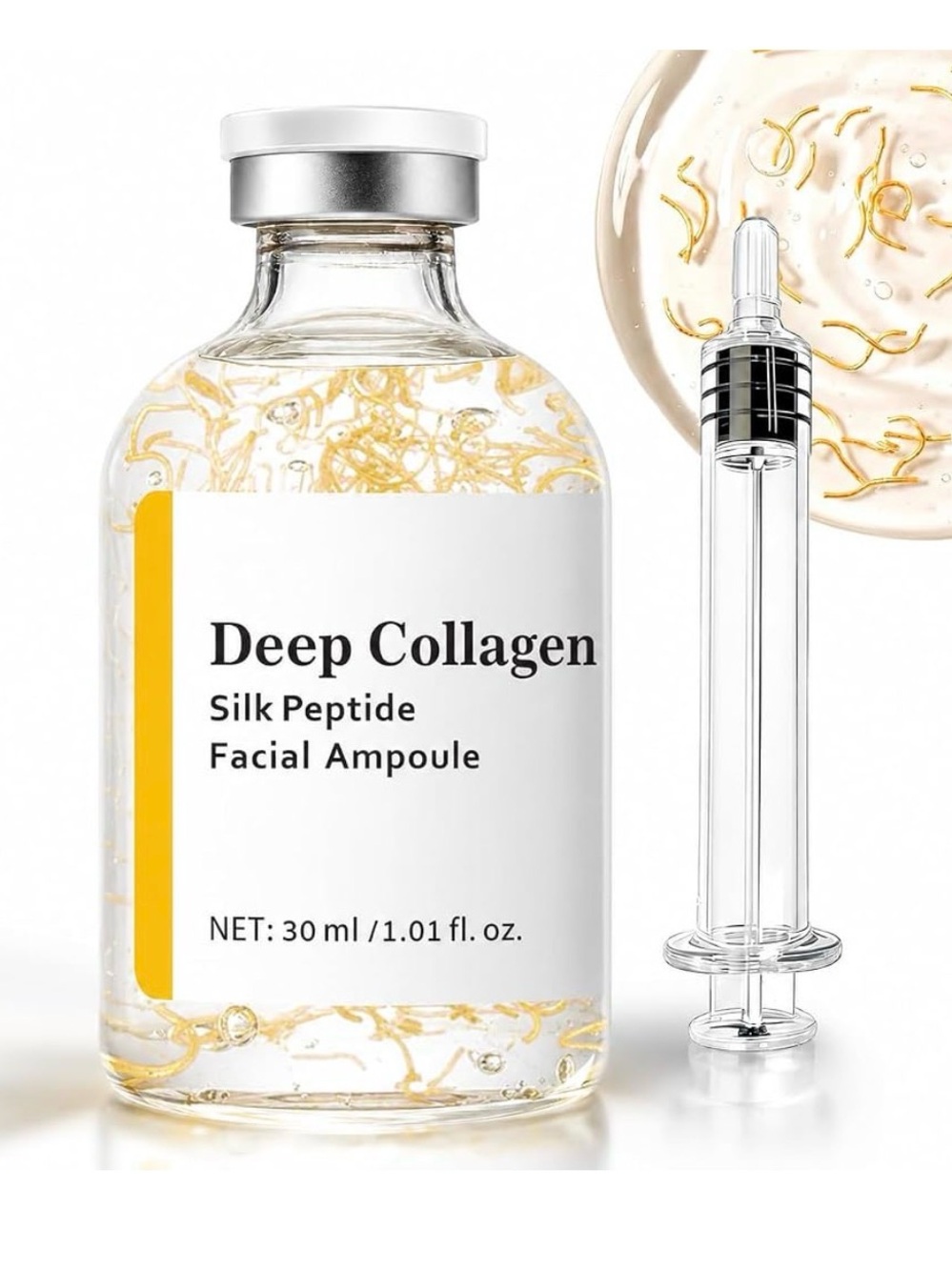 Deep Collagen Silk Peptide Facial Ampoule - Clear/Gold